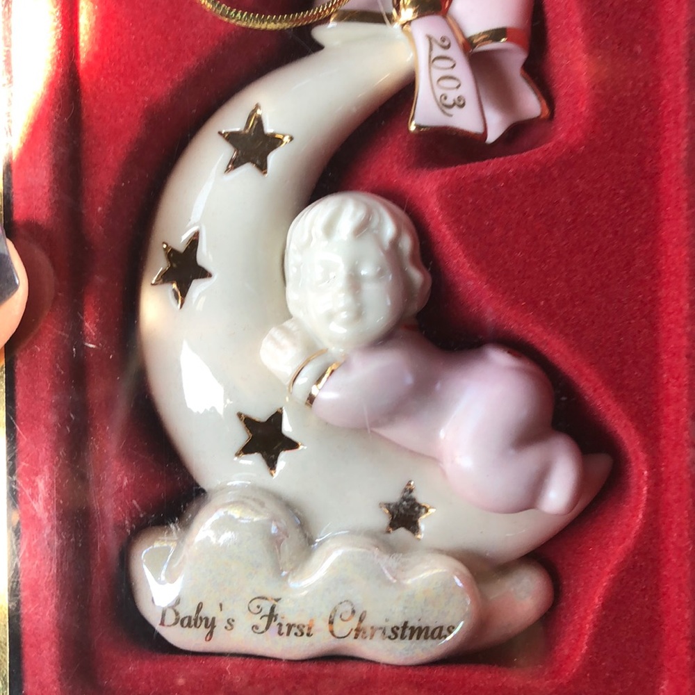 Lenox baby’s first Christmas pink vintage 2003